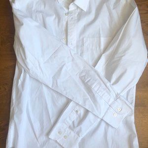 Banana Republic Luxe Stretch Poplin Long Sleeves White Shirt - Slim Fit (Medium)
